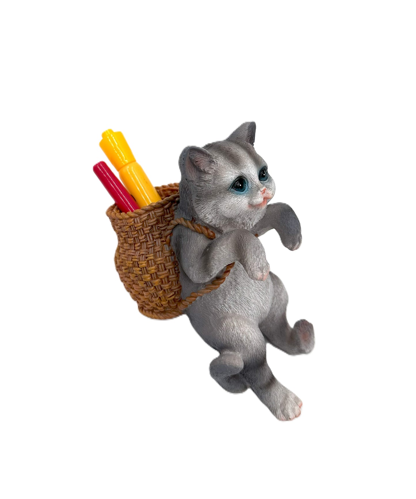 Gray Hanging Cat Tank Decor with Storage Basket