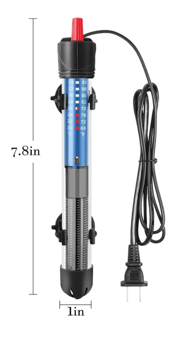 50W Aquarium Heater with Stick-on Thermometer