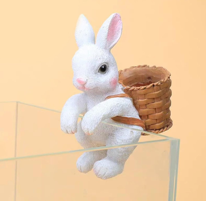 White Rabbit Hanging with Storage Basket