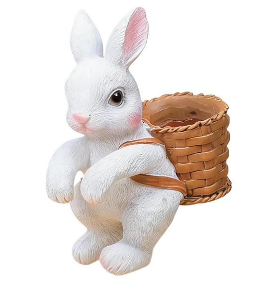 White Rabbit Hanging with Storage Basket